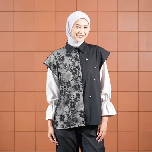 Dya Id - kallu Flower Atasan Kemeja Wanita L-3XL