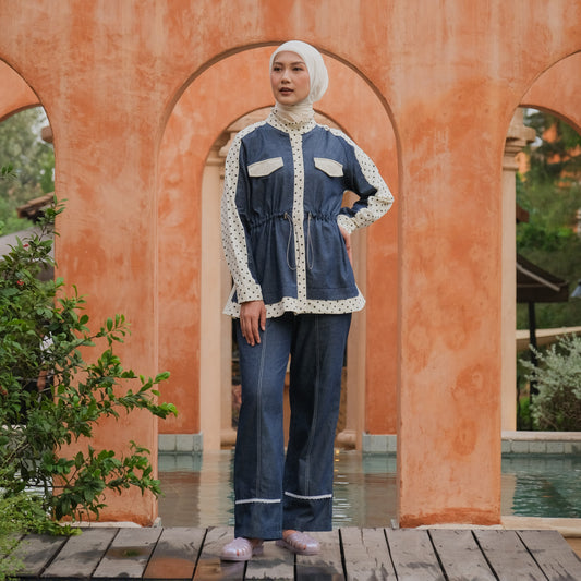 Dya Id - Pricil Atasan dan Bawahan  atasan kemeja katun wanita Aluna Nirmala L-3XL