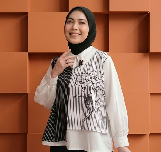 Dya Id - Bilal Atasan Kemeja Katun Wanita L-3XL